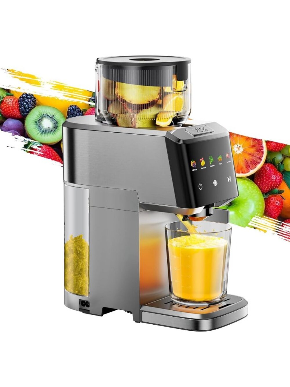 Large Cold Press Juicer with 5.12” Feed Chute, Easy Clean, Slow Masticating